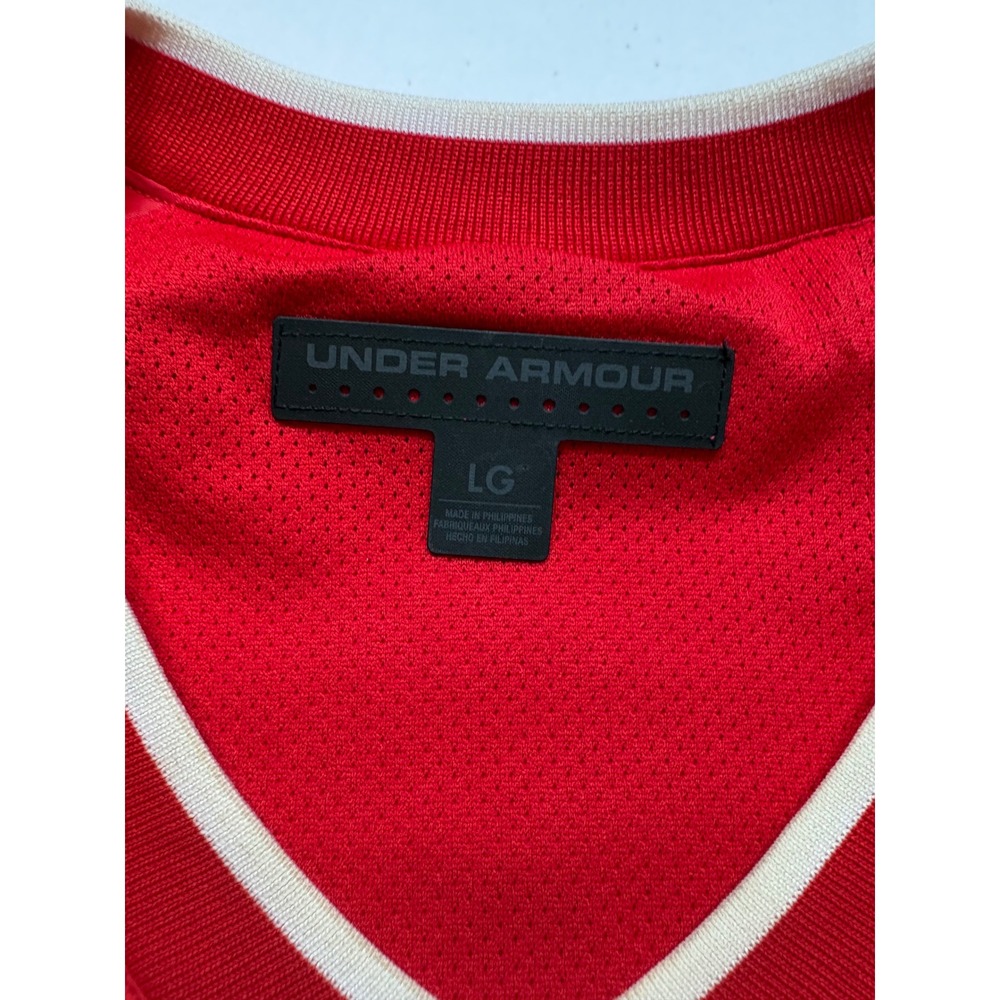 Under Armour Windbreaker Pullover Mens LG Red White V-Neck Mesh Lined Jacket - Picture 4 of 9